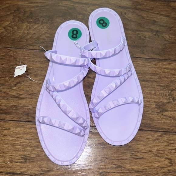Olivia Miller Women’s Pastel Purple Jelly Slip On Studded Slide Sandals … - Picture 5 of 6